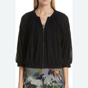 Fuzzi mesh volume Jacket black‎ zip up crop sleeves large